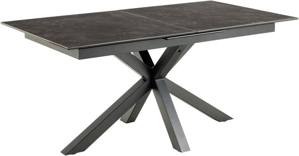 Kulissen-Esstisch >Heaven< (ausziehbar bis 210cm) in schwarz, Glas-Keramik, Stahl - 168(210)x76x90cm (BxHxT)