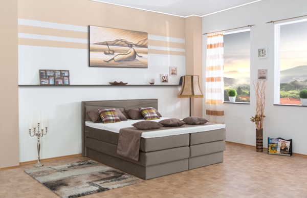 Meisterbetten Boxspringbett Dion 200x200 in VS-Sand, Matratzenbezug Nano, Ergoflex-Topper Bild 3