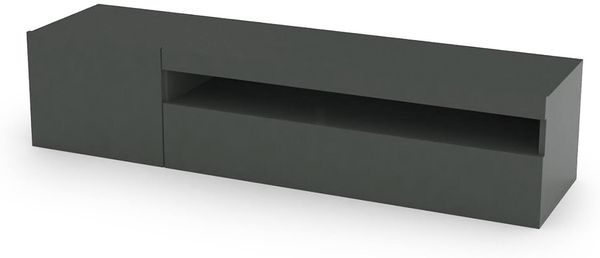 Dmora TV-Schrank Acrilya, niedriges Wohnzimmer-Sideboard, Fernsehständer-Basis, 100 % Made in Italy, 150 x 40 x 37 cm, glänzendes Anthrazit,