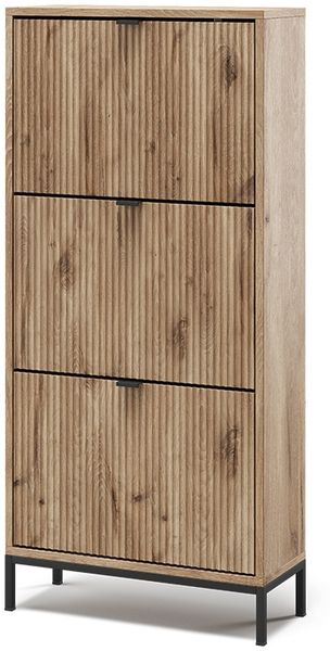 Schuhkipper Eliza Viking Oak 60 x 130 cm mit 3 Klappschubladen Vicco