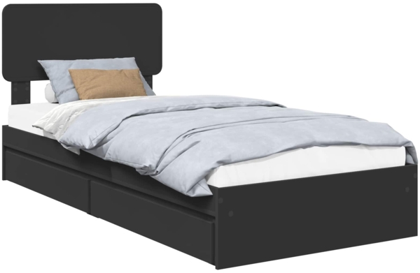 vidaXL Aufbewahrungsbett Schwarz 100x200 cm Holzwerkstoff 3412305