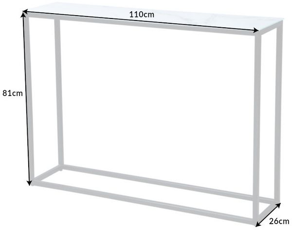 Design Konsole MARMO 110cm schwarz-weiss Marmor-Dekor Metallgestell Bild 6