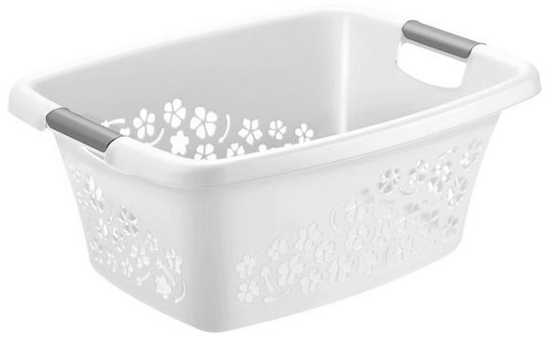 Rotho Wäschekorb Flowers 25 L mistletoe white