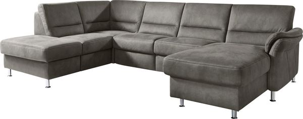 Die PlanBar Wohnlandschaft ZE-EM16033 U-Form, Breite 316 cm, 4 Teile, wahlweise mit Kopfstützen und echt bezogenem Rücken