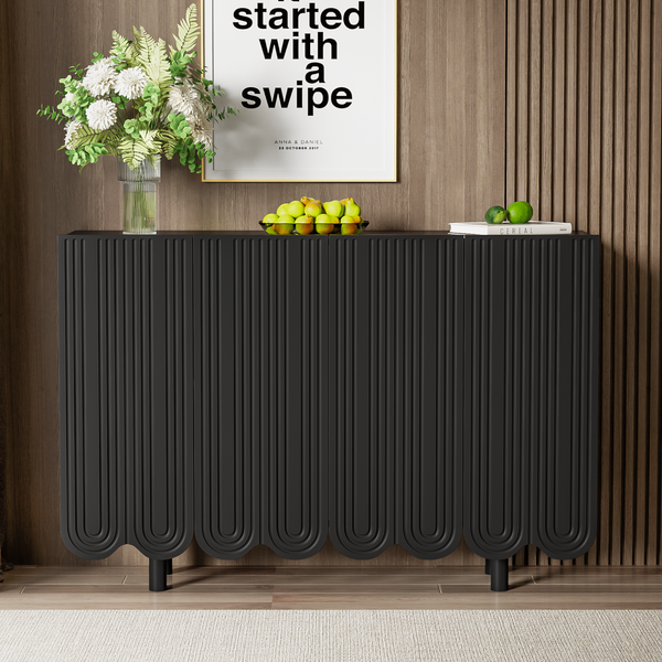 Sideboard 120x37,5x80,8 cm - Exklusives Design mit tropfenförmigen Schnitzereien