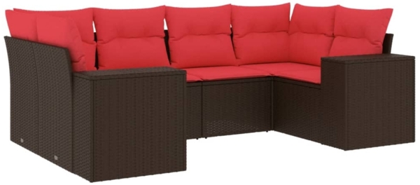 vidaXL 6-teiliges Gartensofa-Set mit Kissen, braun, Polyrattan 3222983