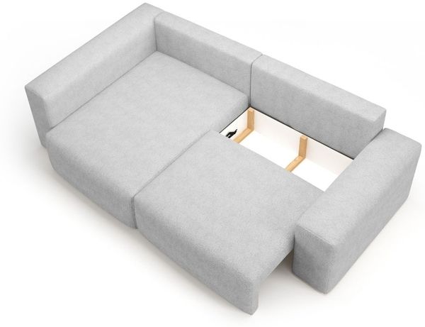 Ecksofa Schlafsofa Sofa ARONA in Stoff Centaur Creme Ottomane Links Bild 2