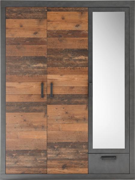 Kleiderschrank 3-türig 150x201 cm used-look QUEENS Bild 3