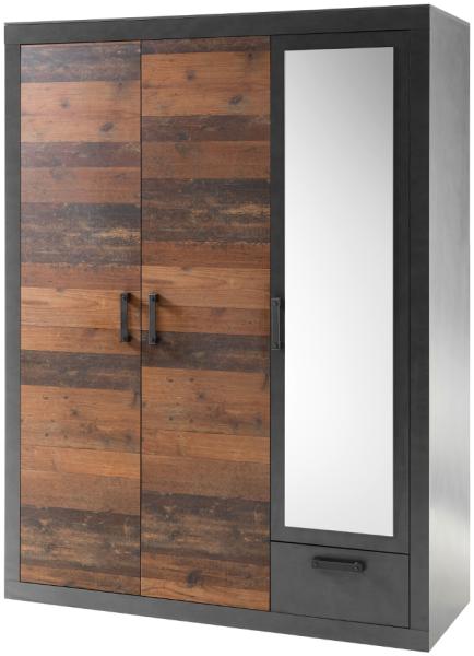 Kleiderschrank 3-türig 150x201 cm used-look QUEENS Bild 2