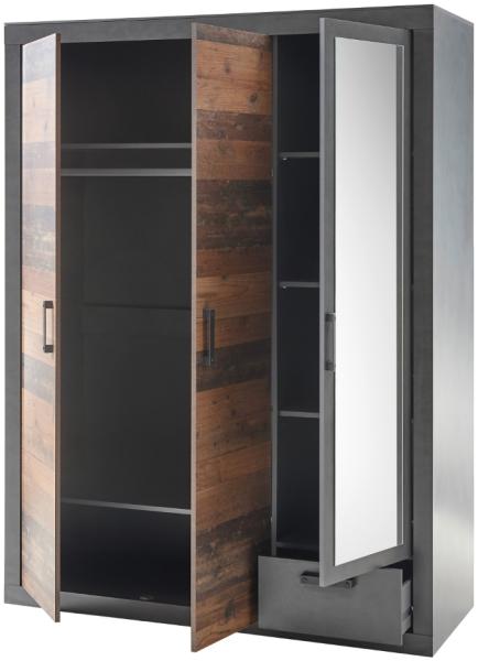Kleiderschrank 3-türig 150x201 cm used-look QUEENS Bild 4