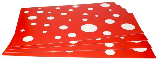 MamboCat Platzset 4er Set Tischset rot mit weißen Punkten 45x32 cm