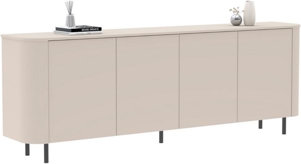 OTTO home Sideboard Lido, Breite 230 cm mit 4 Türen, Formgebogenes MDF, Stirnseiten mit Rundung, Push-to-open, Metallfüße Bild 3