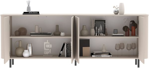 OTTO home Sideboard Lido, Breite 230 cm mit 4 Türen, Formgebogenes MDF, Stirnseiten mit Rundung, Push-to-open, Metallfüße Bild 4