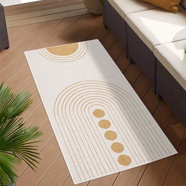 Carpet City Outdoorteppich DUO RUG 5739, rechteckig, Höhe: 5 mm, Wendeteppich Wetterfest In- & Outdoor, Balkon, Terrasse, Wohnzimmer