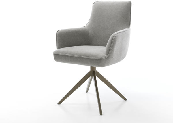 Drehstuhl Heira-Flex mit Armlehnen Strukturstoff Soft Grau Kreuzgestell breit Effektfinish Titan 360° drehbar Wippfunktion Taschenfederkern