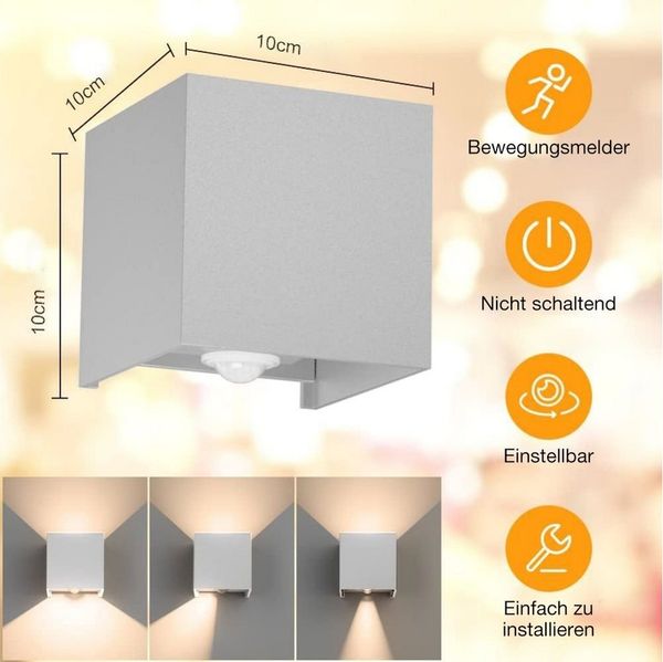 VIVIHEYDAY Außen-Wandleuchte Wasserdicht LED Wandleuchte Wandlampe Auf und ab Einstellbarer, Lichtstrahl, LED Wandlampe mit Bewegungsmelder, für Wohnzimmer, Flur, Balkon, Hotel