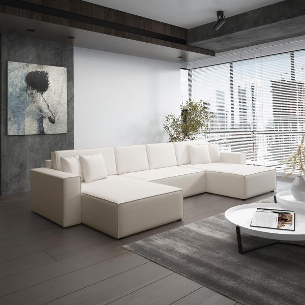 Wohnlandschaft Schlafsofa Sofa CONOR PREMIUM Kunstleder Creme