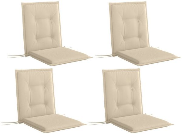 Outsunny Sitzkissen 4er Set, 108 x 50 x 5 cm, mit Bändern, für Gartenmöbel, Sitzsthul, Essstuhl, Beige