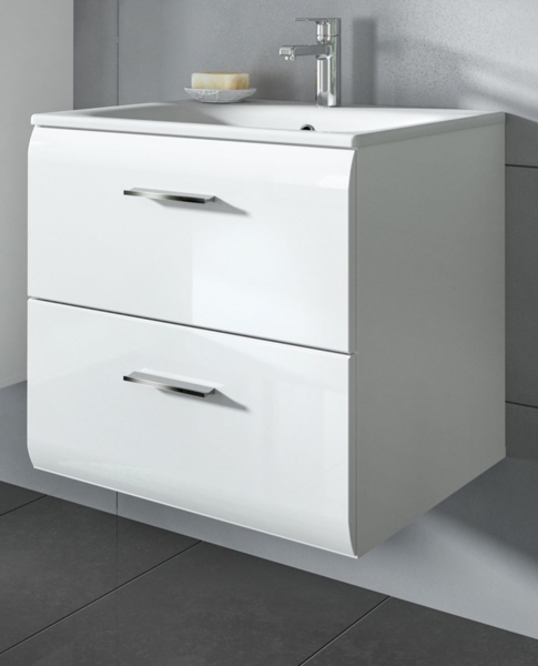 Waschtisch hängend mit Waschbecken Cover in weiß Hochglanz 60 cm