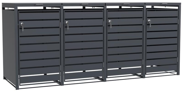 ESTEXO Mülltonnenbox mit 4 Türen, verzinkter Stahl anthrazit, 132 x 80 x 116 cm