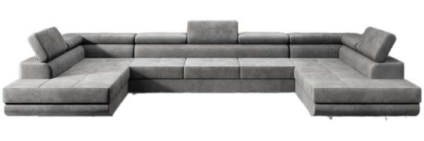 Designer Sofa Taormina mit Schlaf- und Klappfunktion Samt Grau
