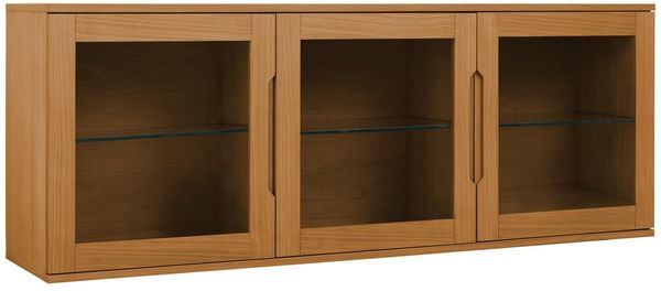Hängevitrine Enimeta Eiche Natur 160 cm - 3 Türen, Glasböden & LED