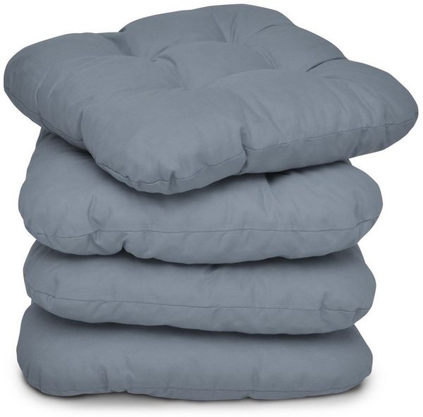 4er Set Beautissu Lisa Stuhlkissen 40 x 40 x 8 cm Grau