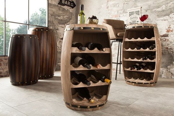 riess-ambiente Weinregal BODEGA 60cm natur, Holz · Flaschenregal · Weinfass · Tanne