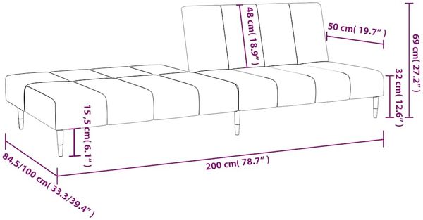 vidaXL Schlafsofa 2-Sitzer Hellgrün Samt 375877 Bild 11