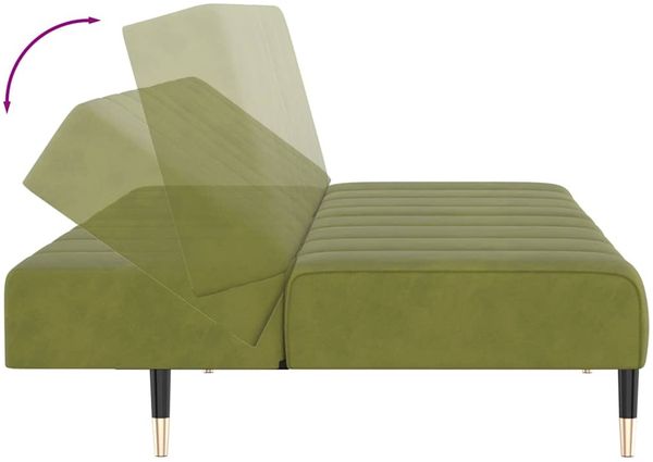 vidaXL Schlafsofa 2-Sitzer Hellgrün Samt 375877 Bild 8