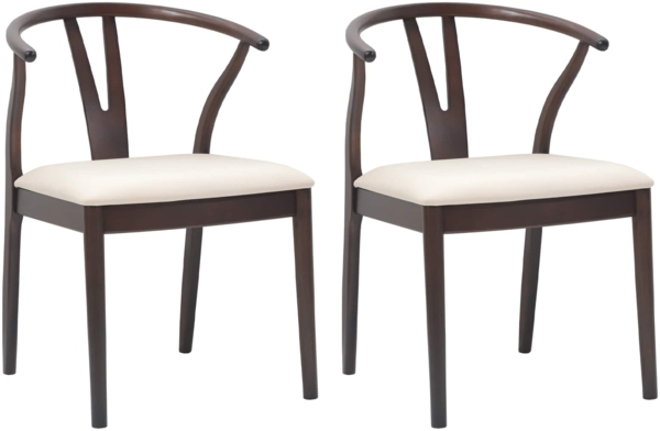 vidaXL Esszimmerstuhl 2 pcs Hellbraun und hell Massives Gummiholz 42020411