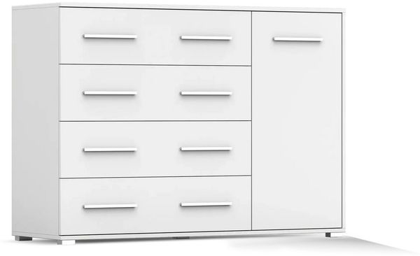 Deine Möbel 24 Kommode FAMI 02 135 cm breit Weiß Eiche Sonoma (Set, 1 St), Laminatplatte 16 mm