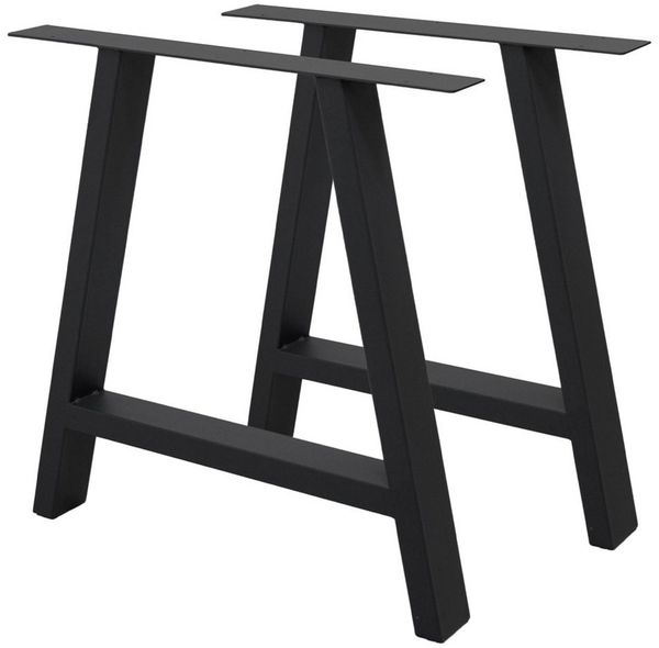 ECD Germany Tischbein Tischkufen Tischuntergestell Tischgestell Möbelfüße, Tischbeine A-Form 70x72 cm Schwarz Metall