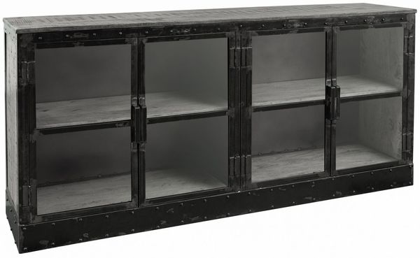Sideboard Mango 180x40x90 grau lackiert HEAVY INDUSTRY #152