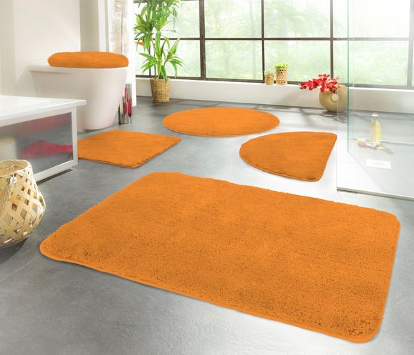 KiNZLER Badematte Chaozhou, Höhe 20 mm, rutschhemmend beschichtet, fußbodenheizungsgeeignet, Polyester, halbrund, Badteppich, Uni Farben, weich, als rechteckig, rund & Set erhältlich