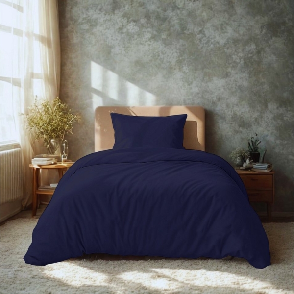 Komfortec Premium Bettwäsche 155x220 mit 1 Kissenbezug 40x80 cm Set aus Gebürstetes Mikrofaser - Blau