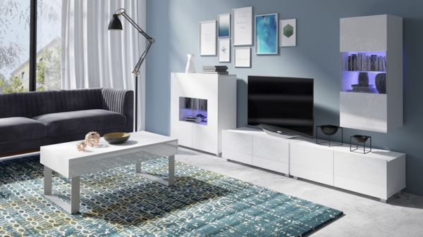 Fun-Möbel 'Kavos XL' Couchtisch mit Schublade, Weiß Glanz, 110x63,5 cm