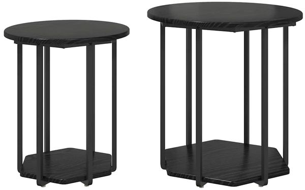 vidaXL Beistelltisch-Set mit Regal 2 pcs Schwarz Eichen-Optik 869714