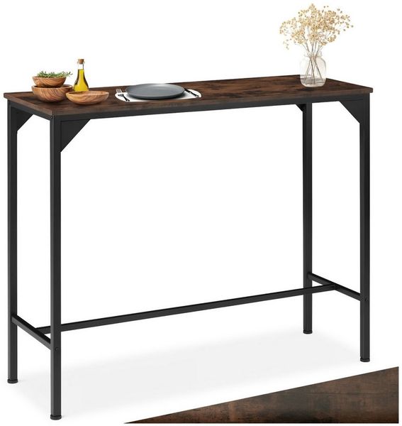 tectake Esstisch Bartisch (1-St, 1 tlg), Schmaler Bartisch im minimalistischen Industrie-Look