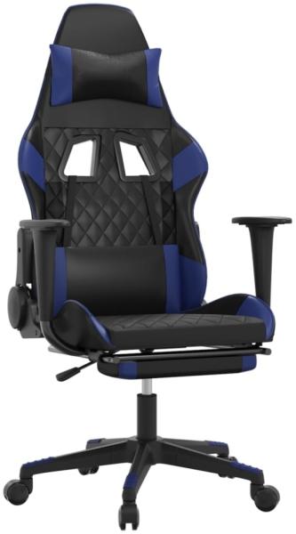 vidaXL Gaming-Stuhl mit Massage & Fußstütze Schwarz & Blau Kunstleder 345522