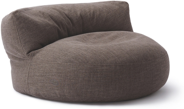 Lumaland Interior Line Sitzsack-Lounge, Rundes Sitzsack-Sofa für drinnen, 320l Füllung, 90x50 cm, Leinen Look and Feel, Braun