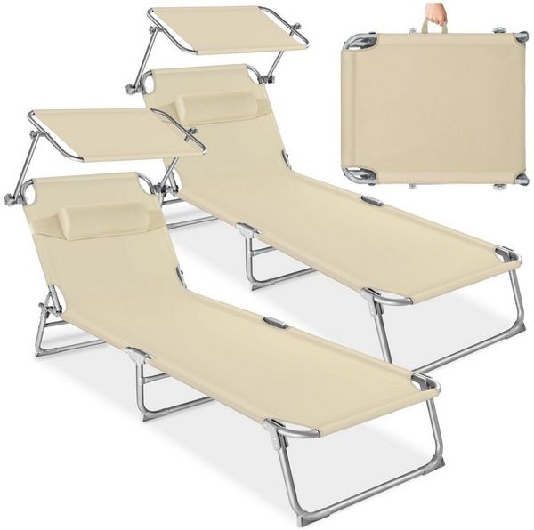 tectake Gartenliege 2er Set Gartenliege, Kombiset, 2 St, 2er, klappbar