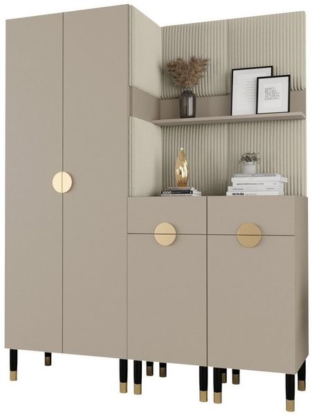ABIKS MÖBEL Kompaktgarderobe PALERMO Set 7 Garderobe mit gepolsterten Paneelen, Industriell Design