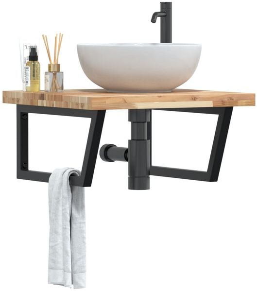 vidaXL Waschbeckenregal Wandmontage Stahl und Akazienholz 3302879
