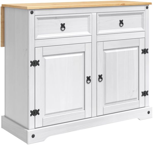 vidaXL Küchentrolley 2 pcs Weiß und Honigwachs 112 x 70 x 91,5 cm 3425385