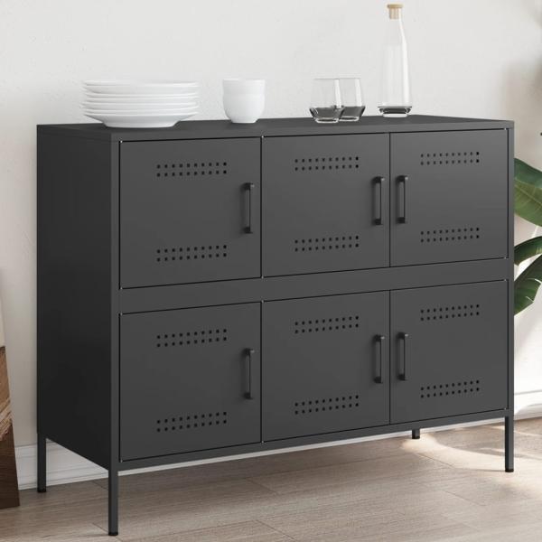 vidaXL Sideboard Schwarz 100,5x39x79 cm Stahl 843096