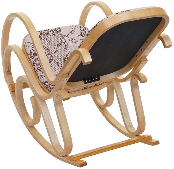 Schaukelstuhl M41, Schwingsessel Fernsehsessel, Massiv-Holz ~ Eiche-Optik, Stoff/Textil Jacquard braun Bild 5