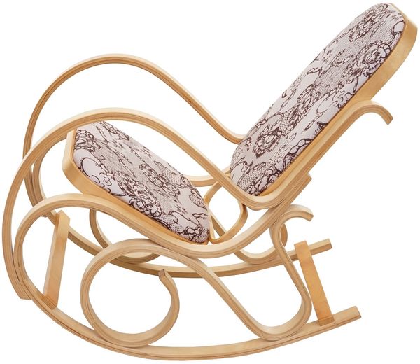 Schaukelstuhl M41, Schwingsessel Fernsehsessel, Massiv-Holz ~ Eiche-Optik, Stoff/Textil Jacquard braun Bild 4
