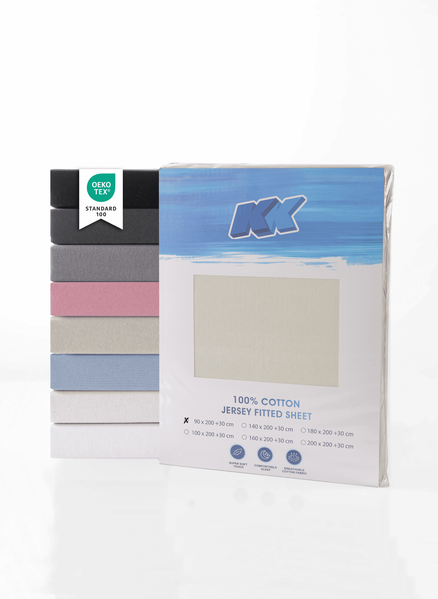 Jersey Spannbettlaken Baumwolle 90x200+30 cm, diverse Farben Creme