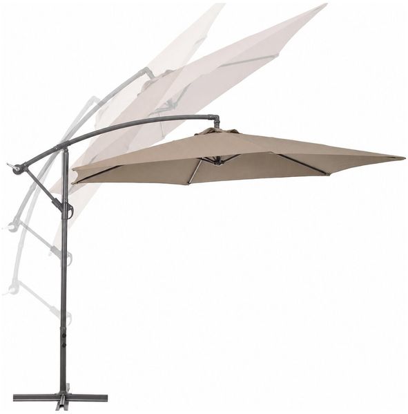 Ampelschirm Zaniza - Aluminium Anthrazit, Polyester-Stoff Taupe, Ø 300 cm Bild 3